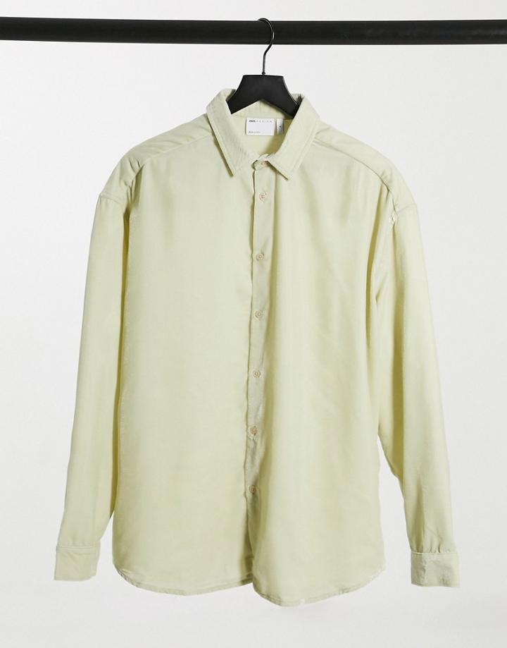 Asos Design '90s Oversized Velvet Shirt In Champagne-neutral