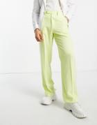 Asos Design Wide Smart Pants In Citrus Yellow