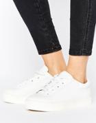 Monki Leather Look Lace Up Sneakers - White