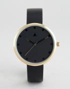 Asos Minimal Blackout Watch With Color Pop Hand Detail - Black