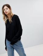 Asos Cropped Sweater With Wide Sleeve - Black