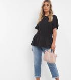 Simply Be Open Back Peplum Top In Black