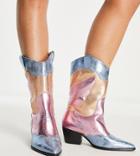Public Desire Wide Fit Howdy Western Boots In Metallic Mix-multi