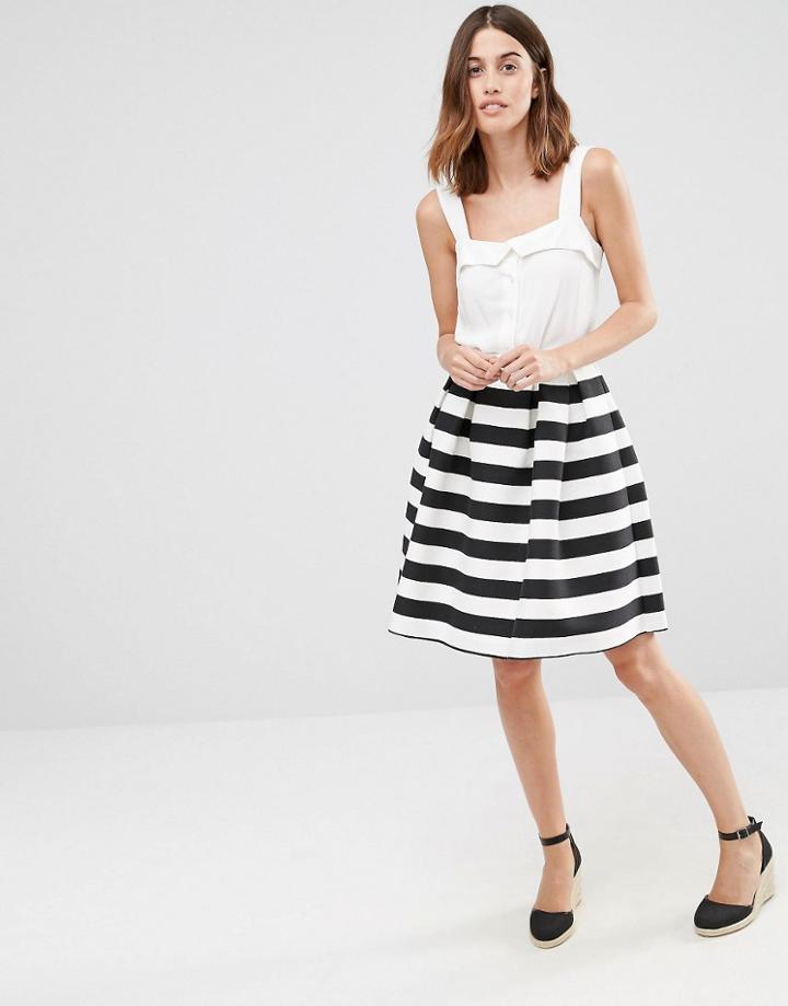 Warehouse Premium Stripe Prom Skirt - Black And White