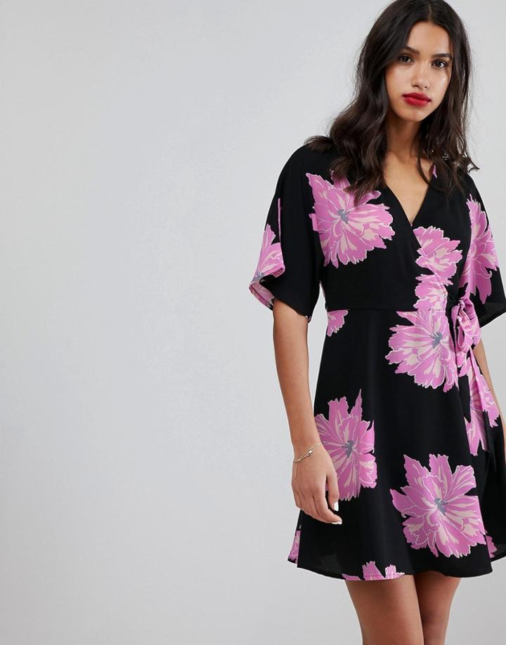 Vero Moda Oversized Floral Wrap Dress - Multi