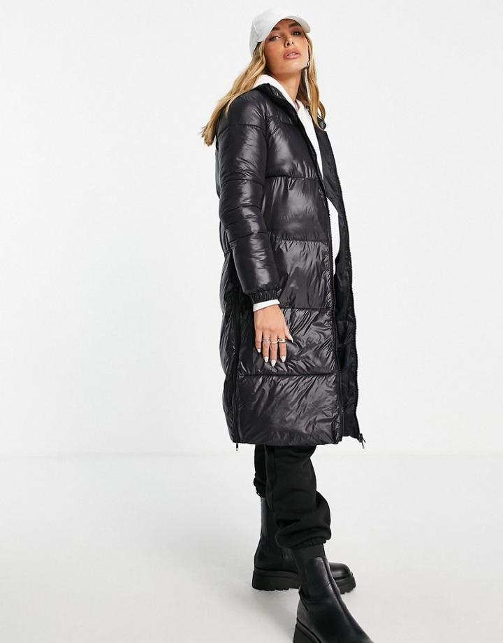 Gianni Feraud Long Funnel Neck Padded Jacket In Black