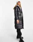 Gianni Feraud Long Funnel Neck Padded Jacket In Black