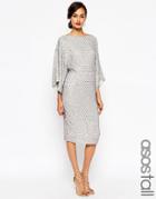 Asos Tall Red Carpet Sequin Grid Kimono Midi Dress - Gray