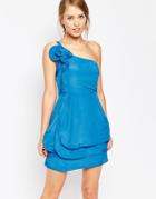 Oasis Ruffle One Shoulder Dress - Blue