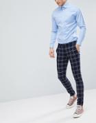 Asos Design Wedding Super Skinny Suit Pants In Navy Waffle Check - Navy
