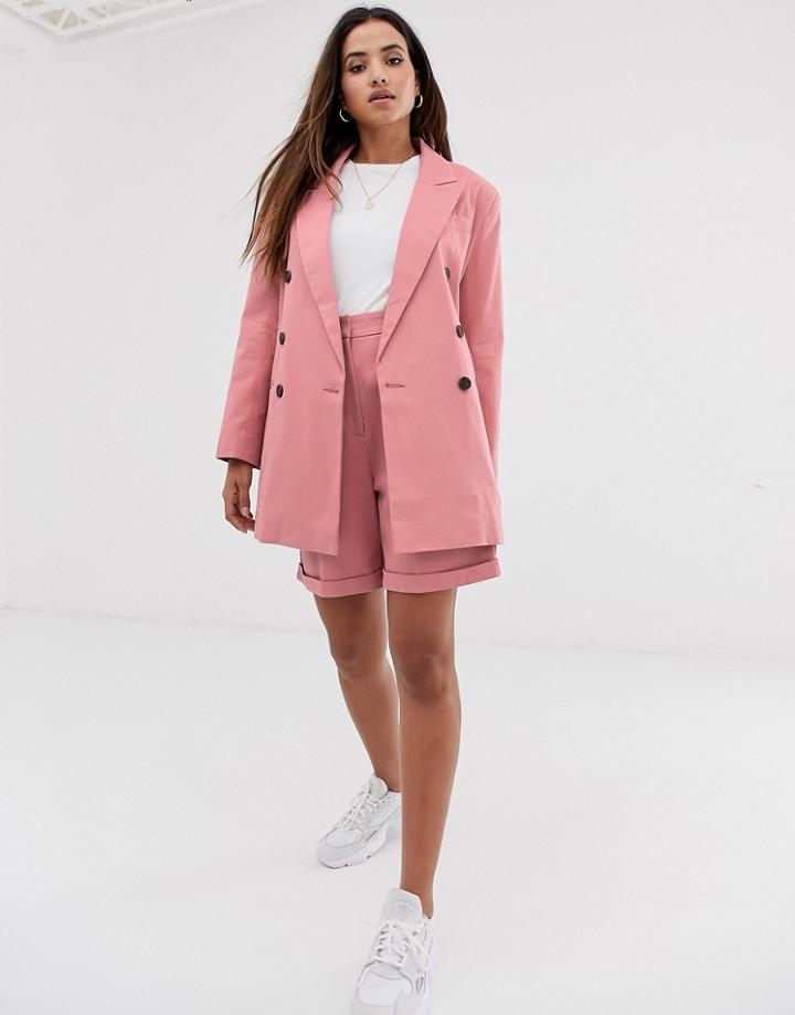 Asos Design Mom Suit Shorts-pink