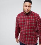 Asos Design Plus Oversized Cord Check Shirt - Red