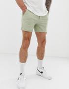 Asos Design Skinny Shorter Chino Shorts In Light Green