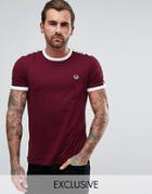 Fred Perry Sports Authentic Slim Fit Taped Sleeve T-shirt In Purple - Red