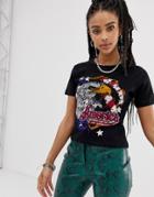 Sacred Hawk Fitted T-shirt With Vintage Eagle Graphic-black