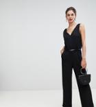 Y.a.s Tall Plunge Wide Neck Jumpsuit - Black