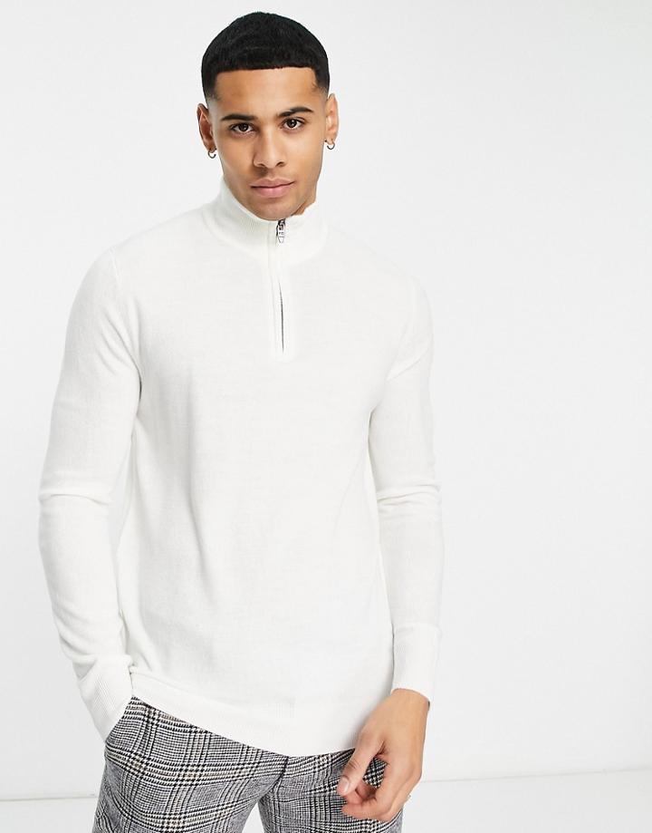 French Connection Soft Touch Half Zip Sweater In Off White