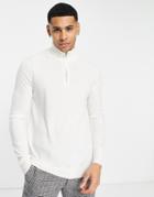 French Connection Soft Touch Half Zip Sweater In Off White