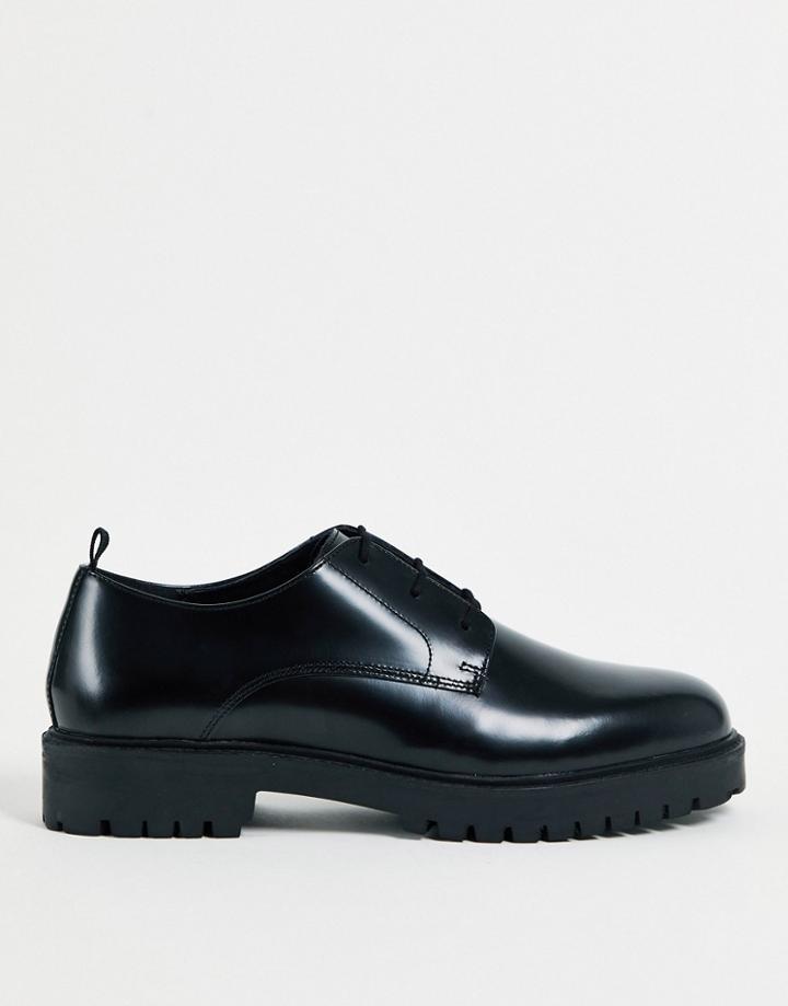 Walk London Sin Lace Up Shoes In Black Leather