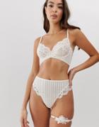 Asos Design Amerie Stripe Mesh Lace High Leg Pant-cream