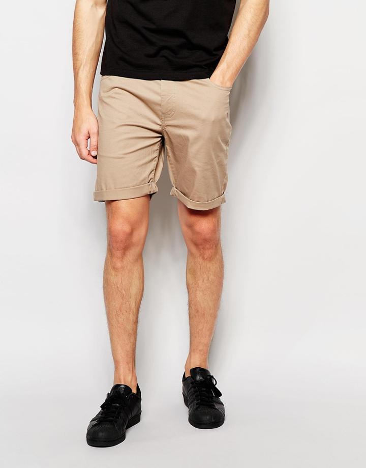 Asos Slim Shorts In Stone - Stone