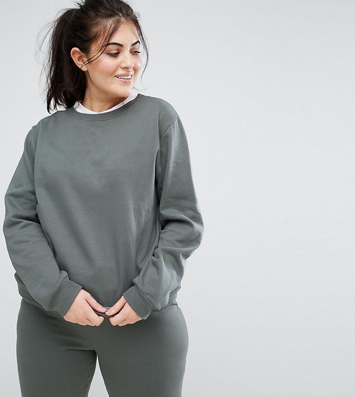 South Beach Plus Sweatshirt In Sage Green - Green