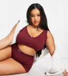 Asos Design Curve Two Mile High Waist Short In Oxblood-red