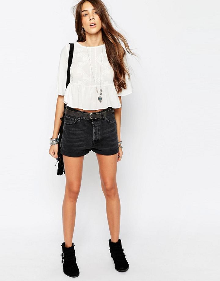 Pull & Bear Denim Short Black - Black