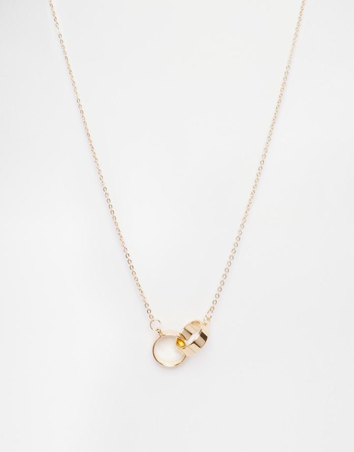 Asos Interlocking Circles Necklace - Gold