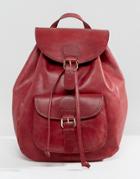 Asos Leather Front Pocket Backpack - Red