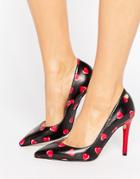 Love Moschino Heart Print Heel Court Shoe - Black