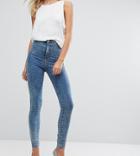 Asos Tall Rivington High Waist Denim Jeggings In Rumer Midwash Blue - Blue