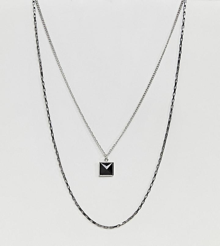 Designb Pyramid Stone Pendent & Chain Necklace In 2 Pack Exclusive To Asos - Black