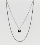 Designb Pyramid Stone Pendent & Chain Necklace In 2 Pack Exclusive To Asos - Black