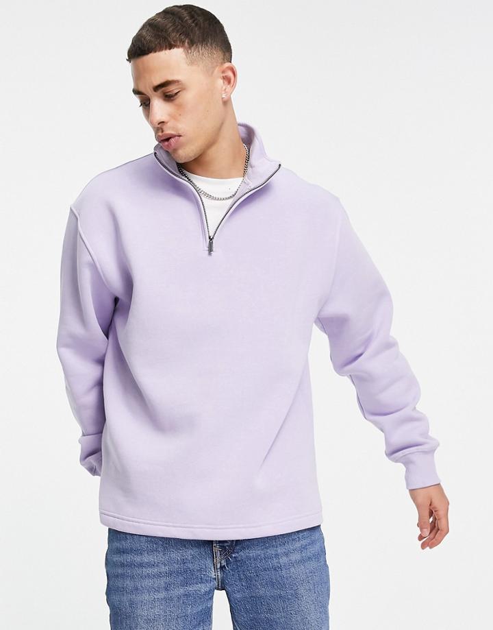 Topman Coordinating Zip Sweatshirt In Lilac-grey