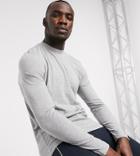 Asos Design Tall Long Sleeve T-shirt With Crew Neck In Gray Marl-grey