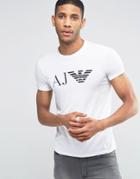 Armani Jeans T-shirt With Aj & Eagle Logo In Slim White - White