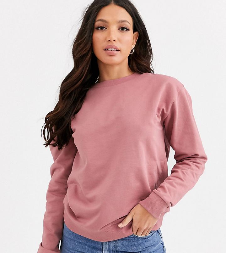 Asos Design Tall Organic Cotton Sweat In Fawn-pink