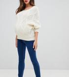 Asos Design Maternity Ridley High Waist Skinny Jeans In Flat Blue Wash With Under The Bump Band - Blue