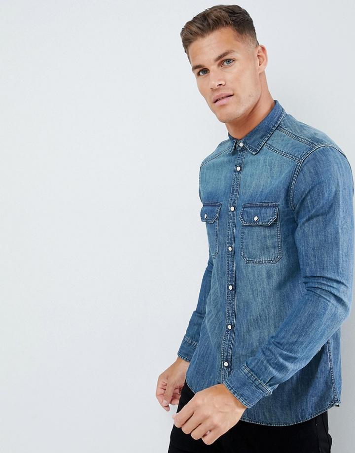 Burton Menswear Denim Shirt In Blue - Blue