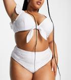 Peek & Beau Curve Exclusive High Waist Bikini Bottoms In White Broderie Anglaise