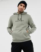 Fred Perry Sports Authentic 90s Embroidered Logo Hoodie In Pale Khaki - Green