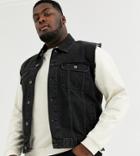 Asos Design Plus Sleeveless Denim Jacket In Black