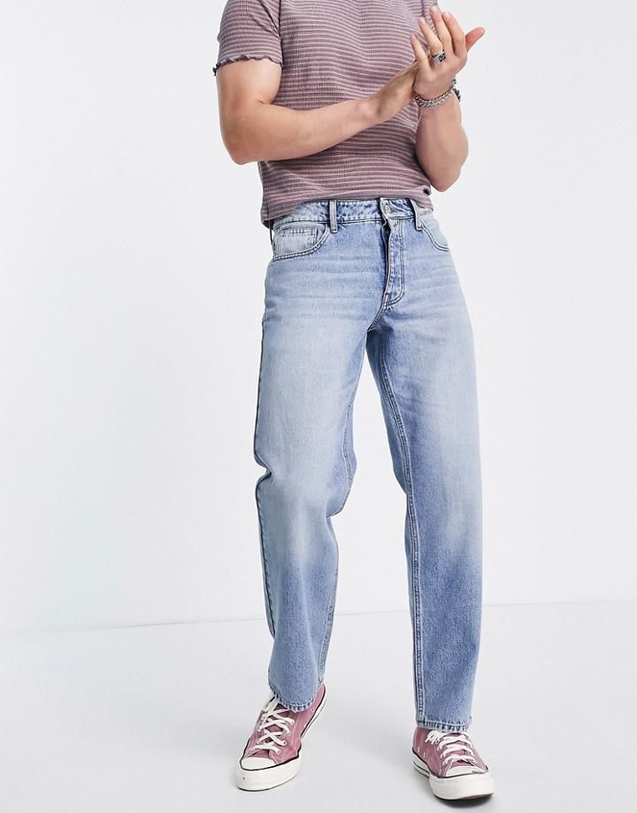 Asos Design Regular Fit Jean In Mid Wash-blue