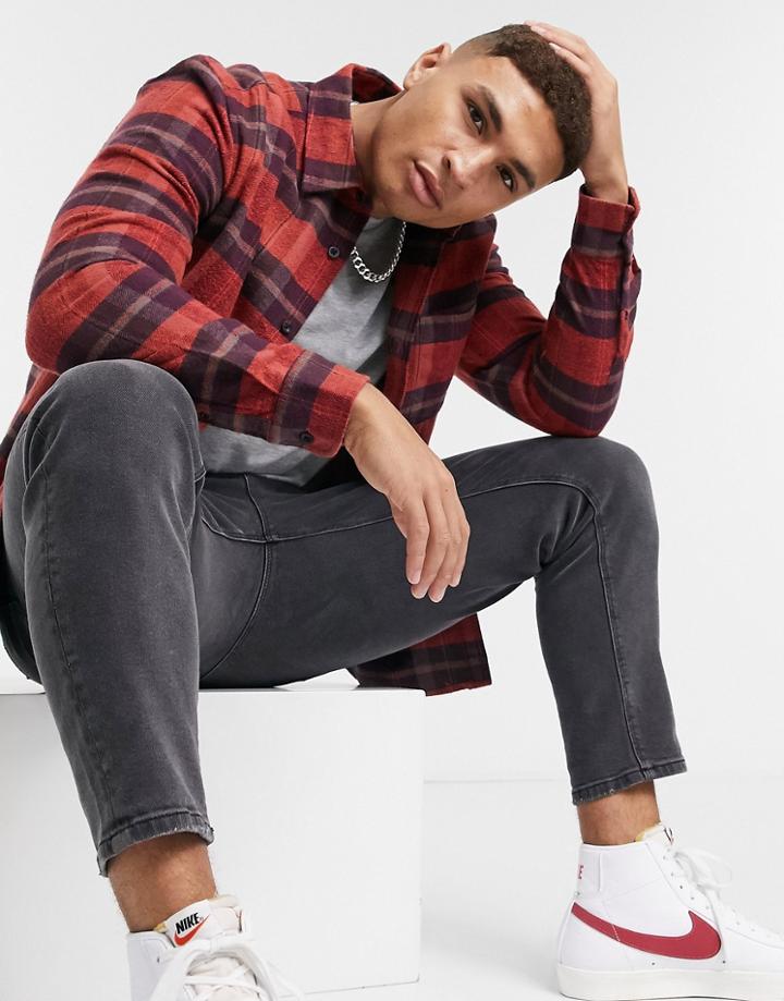Topman Check Shirt In Red