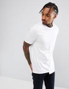 Asos Relaxed T-shirt With Rib Cuff And Stepped Hem - White