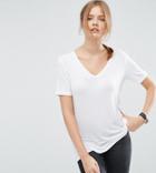Asos Tall The New Forever T-shirt With Short Sleeves And Dip Back - White