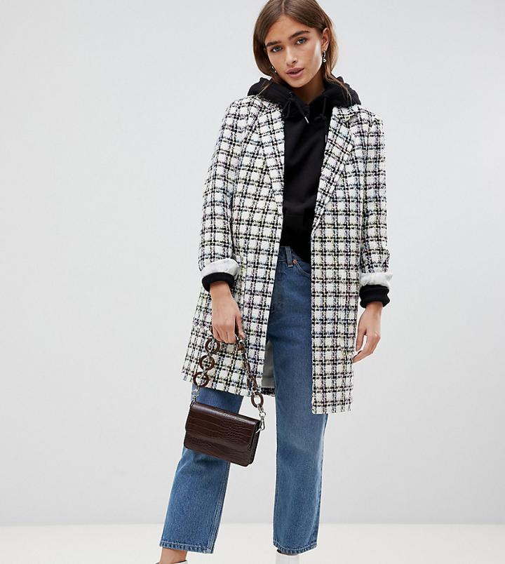 Asos Design Petite Slim Boucle Coat-multi