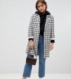 Asos Design Petite Slim Boucle Coat-multi