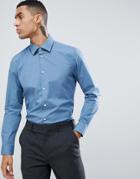 Esprit Slim Fit Stretch Smart Shirt In Powder Blue - Blue
